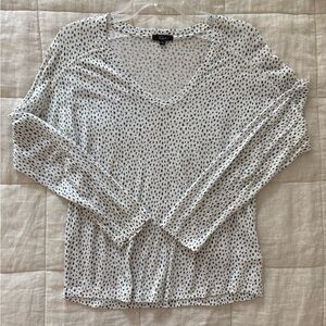 Rails White and Blue Dotted Long Sleeve Top